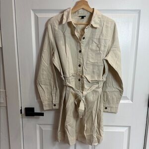 Who What Wear Cream Utility Jacket with Tie Waist